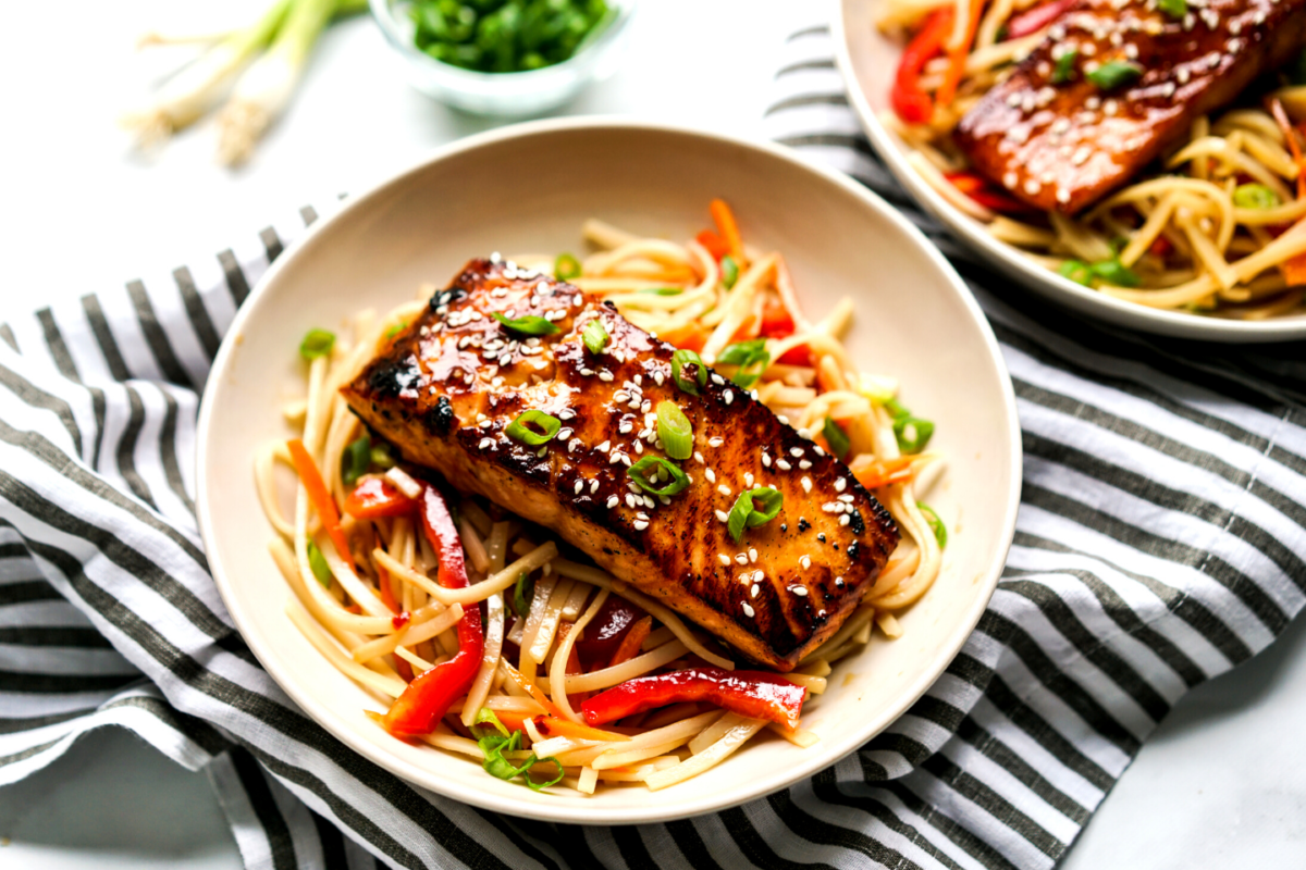 Orange Ginger Salmon and Noodles