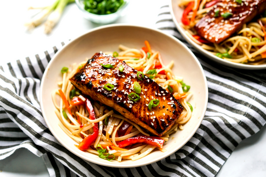 Orange Ginger Salmon and Noodles